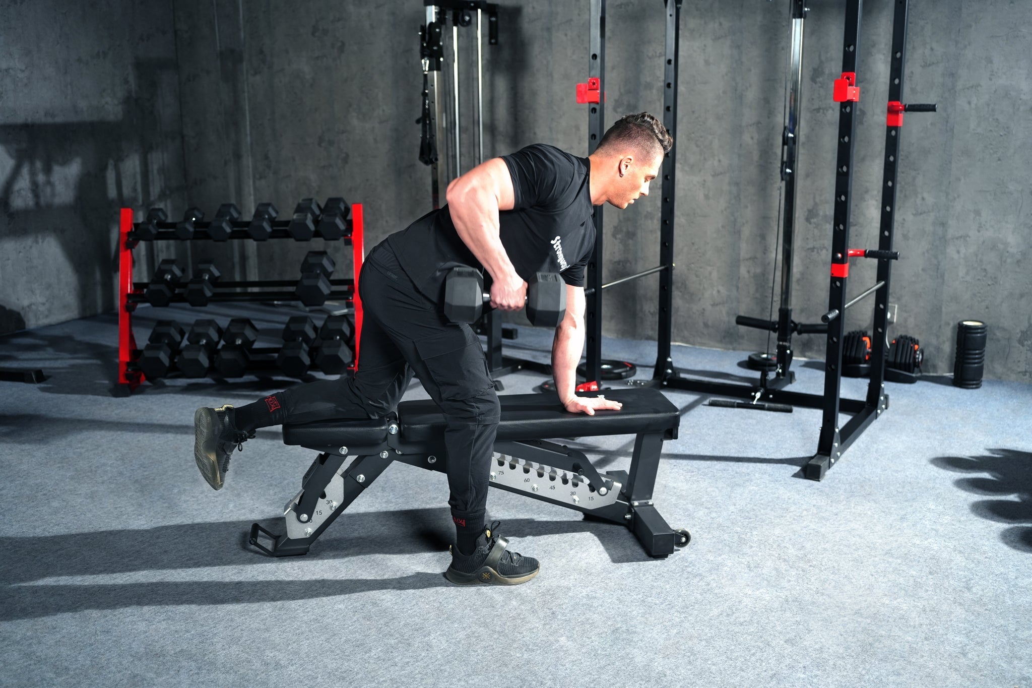 Complet Hex Dumbbell Set with Vertical Rack – Home Gym Strength Training Equipment