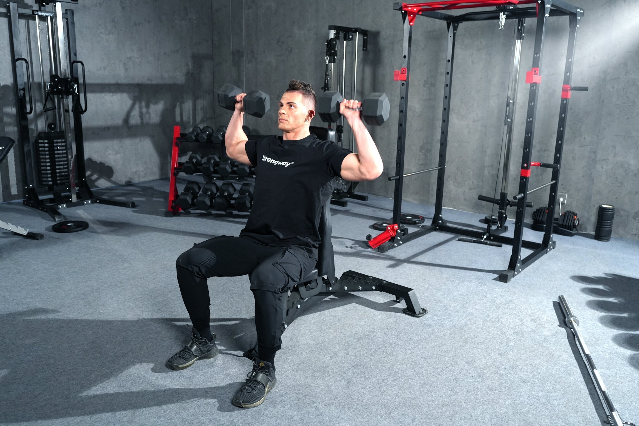 Complet Hex Dumbbell Set with Vertical Rack – Home Gym Strength Training Equipment