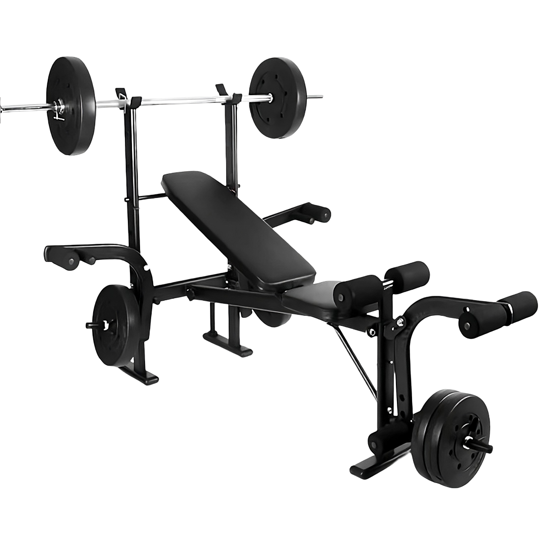 Adjustable Foldable Weight Bench with Barbell Rack