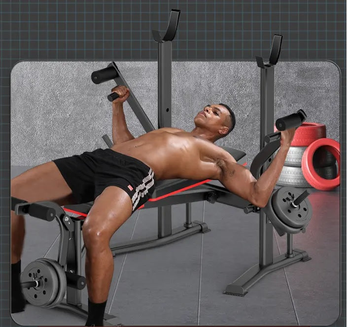 Adjustable Foldable Weight Bench with Barbell Rack