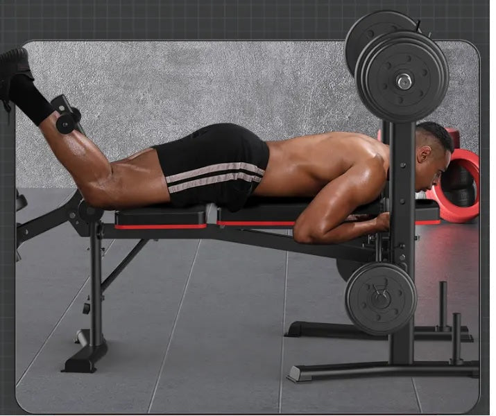 Adjustable Foldable Weight Bench with Barbell Rack