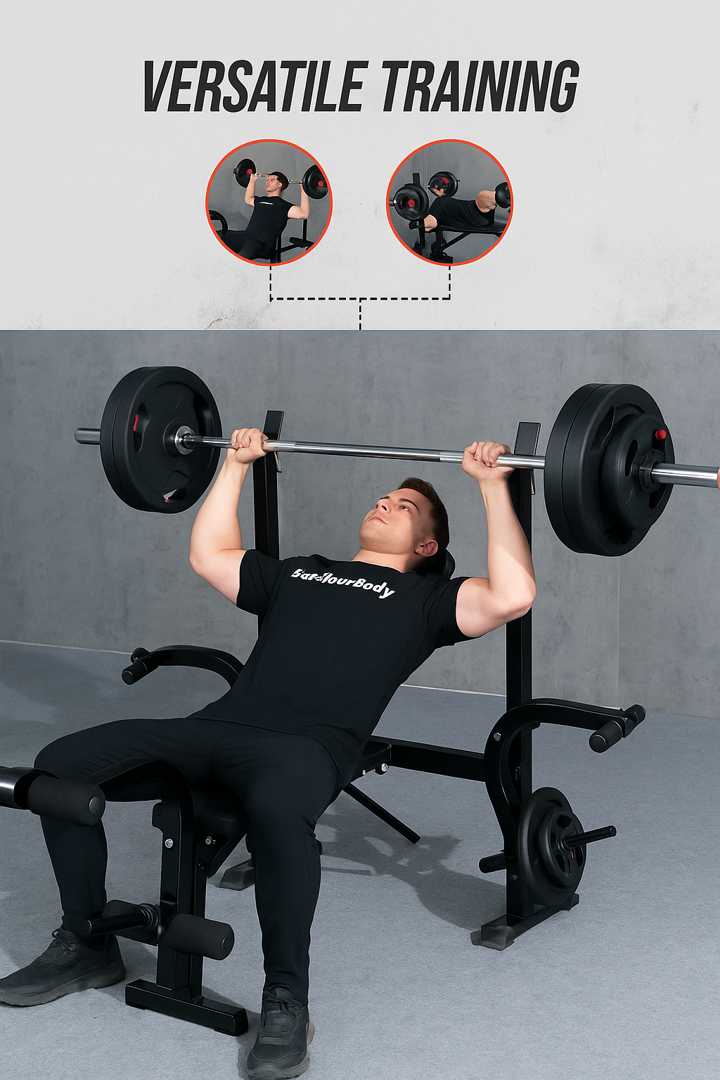 Adjustable Foldable Weight Bench with Barbell Rack