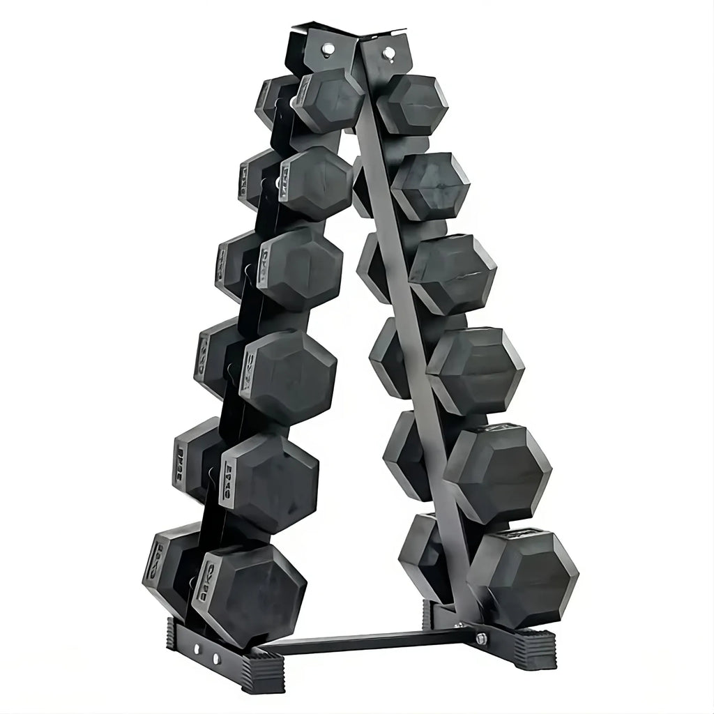 Complet Hex Dumbbell Set with Vertical Rack – Home Gym Strength Training Equipment
