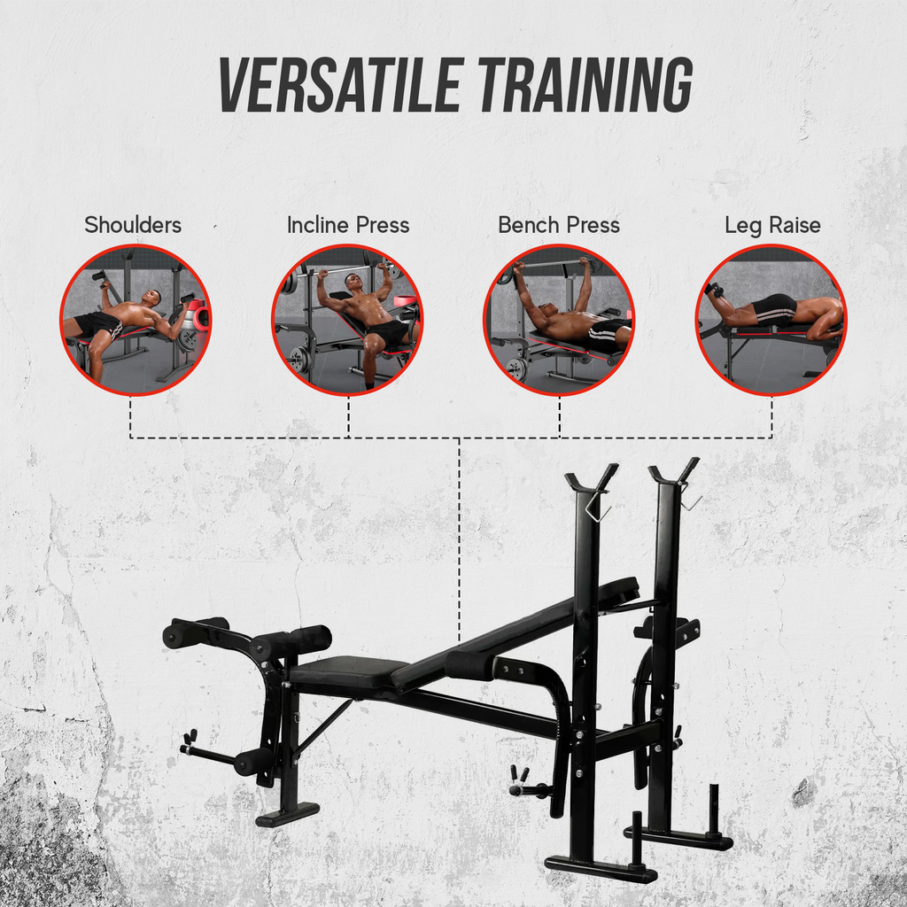 Adjustable Foldable Weight Bench with Barbell Rack