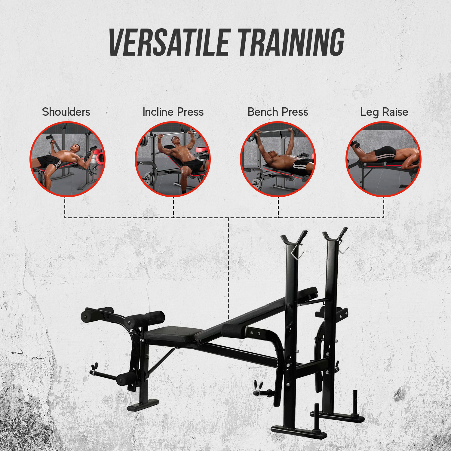 Adjustable Foldable Weight Bench with Barbell Rack