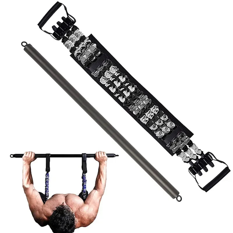TrainYourBody Band and Bar Set 2.0 – Multifunction Resistance Kit with Bar + App (Summer Bundle)