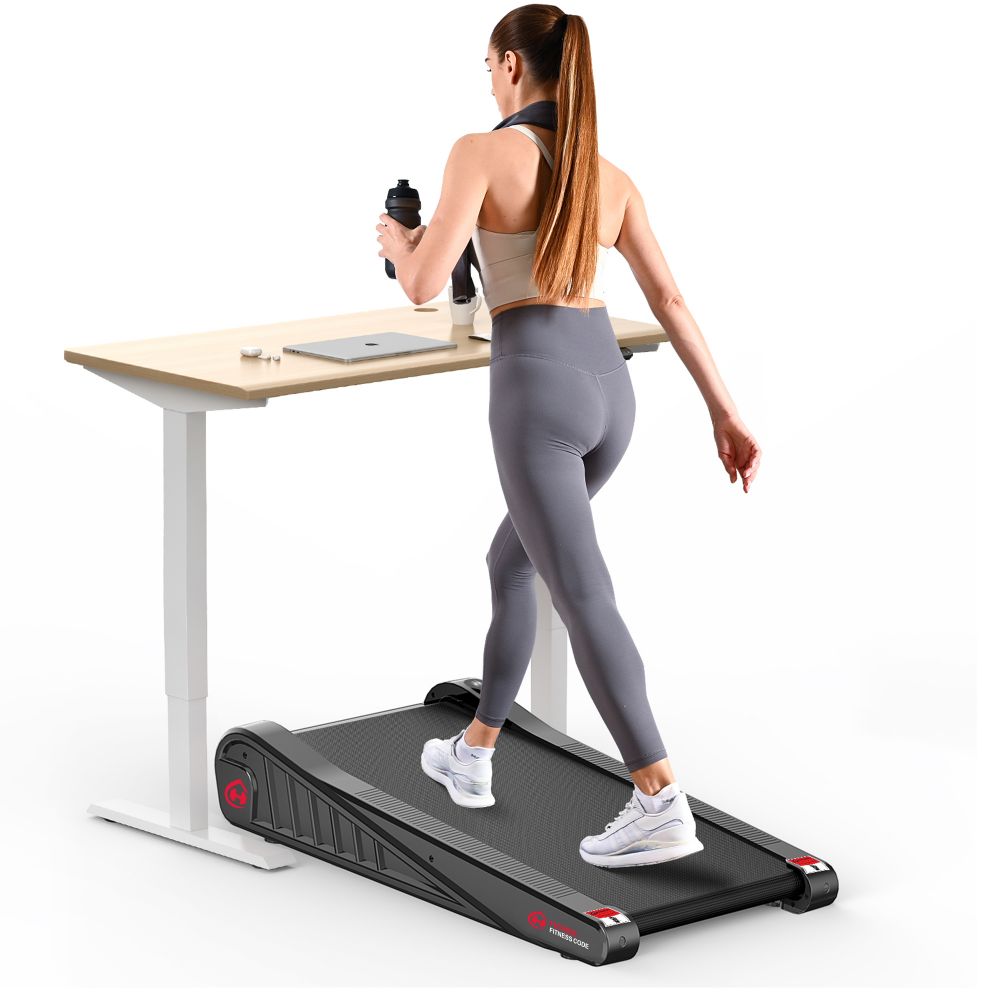 TrainYourBody Under Desk Walking Treadmill – 5% Incline – Compact & Quiet – 1 to 6 km/h – 2.5HP Motor – No Assembly – Home & Office Use