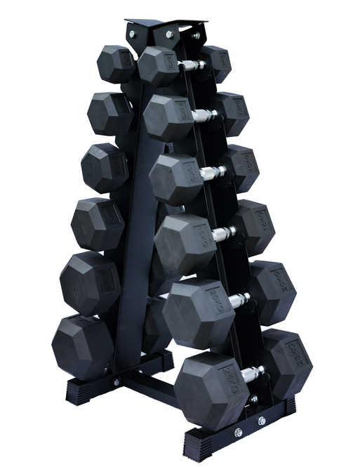 Complet Hex Dumbbell Set with Vertical Rack – Home Gym Strength Training Equipment
